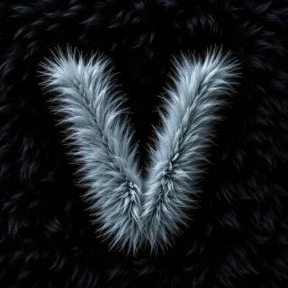 Silver fur — letter V