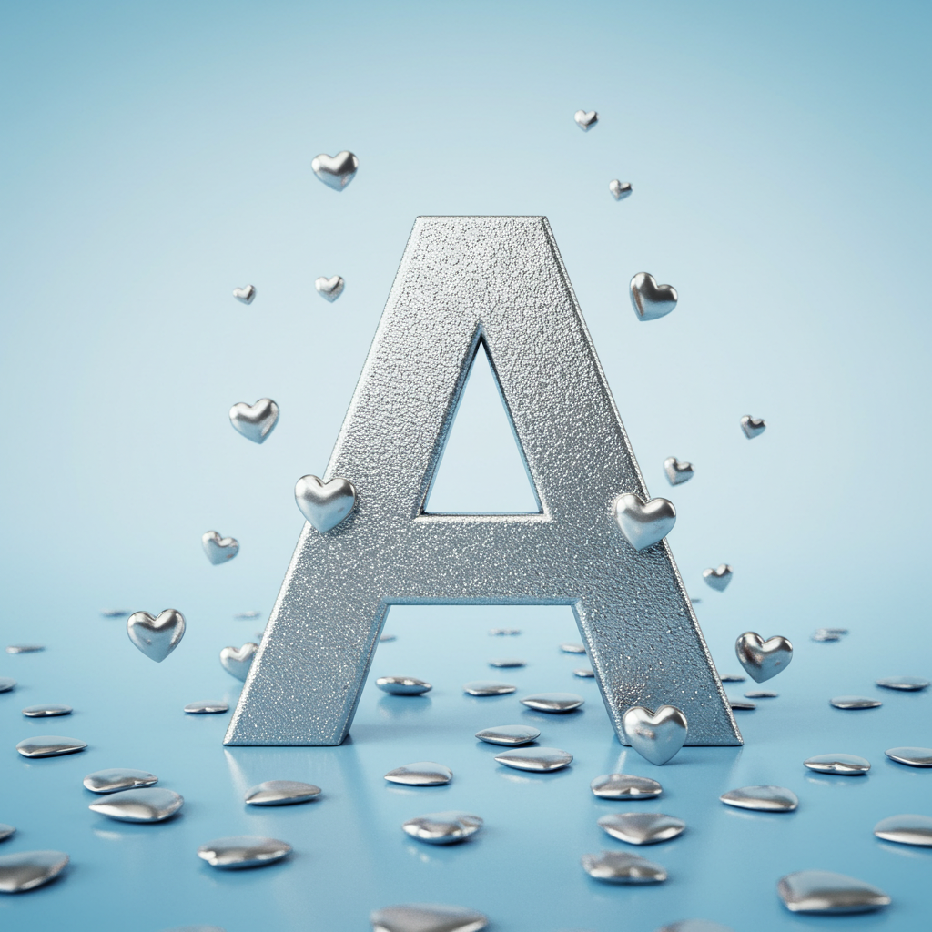 Silver hearts — letter A