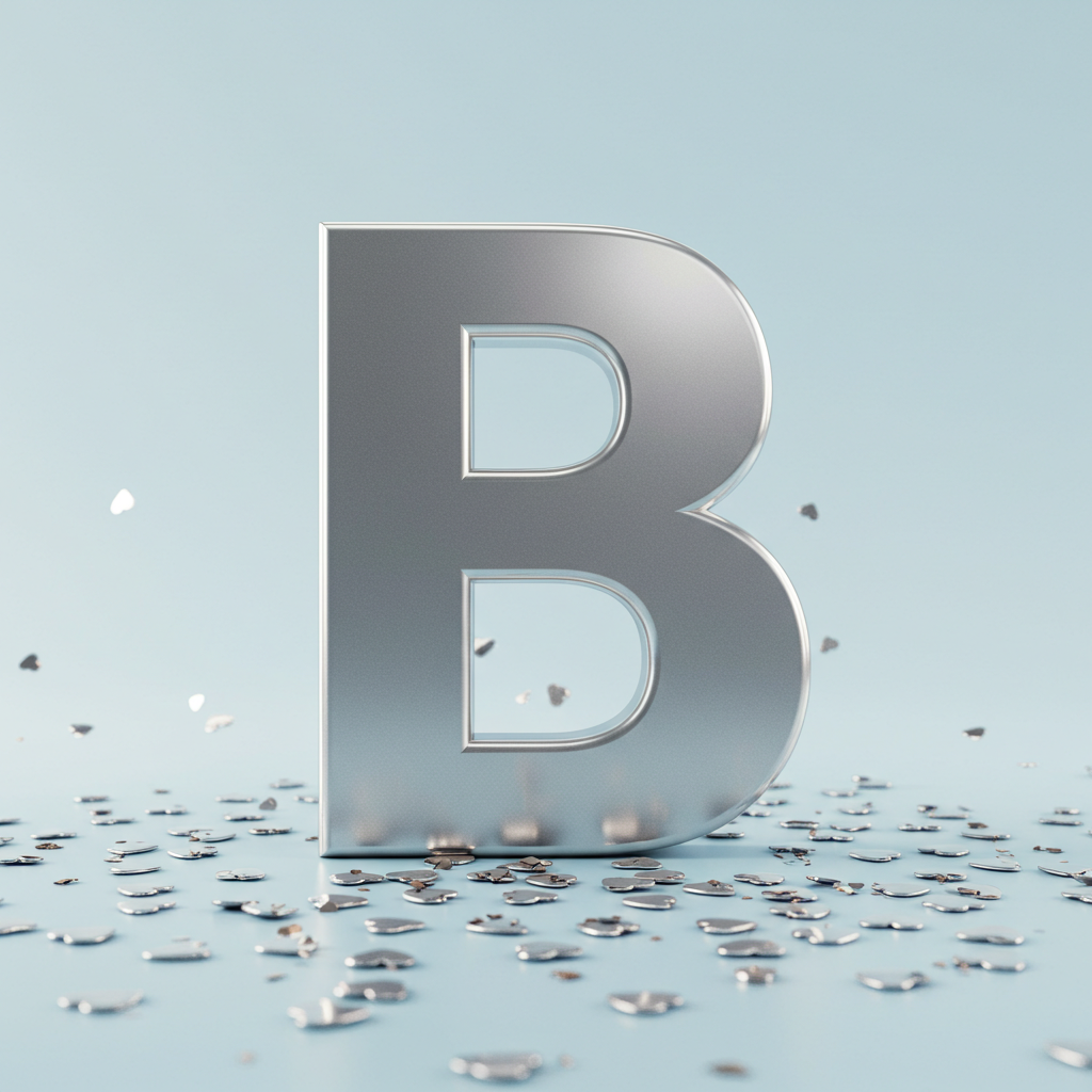 Silver hearts — letter B (variant 2)