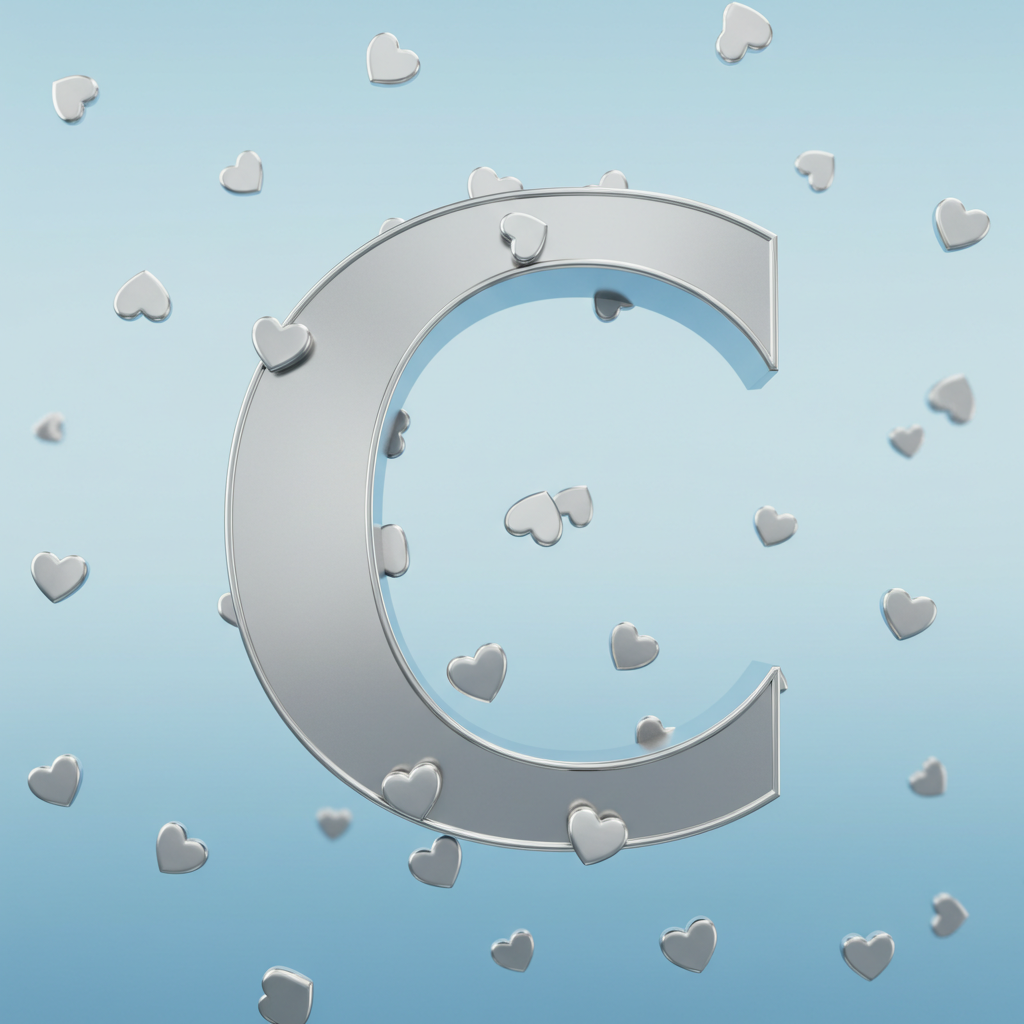 Silver hearts — letter C