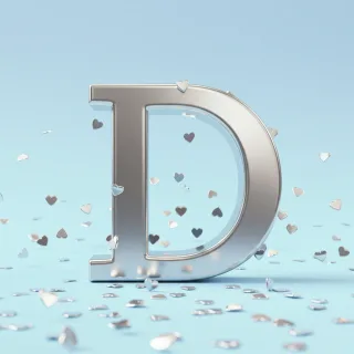 Silver hearts — letter D (variant 2)