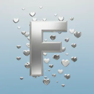 Silver hearts — letter F