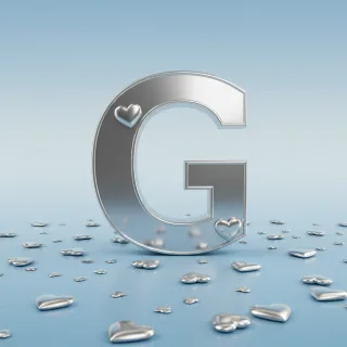 Silver hearts — letter G
