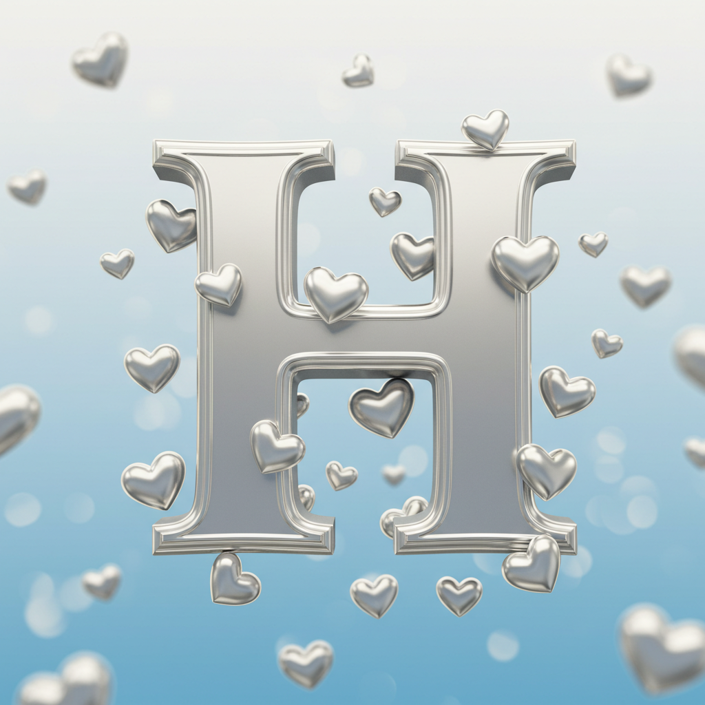 Silver hearts — letter H