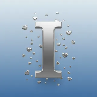 Silver hearts — letter I