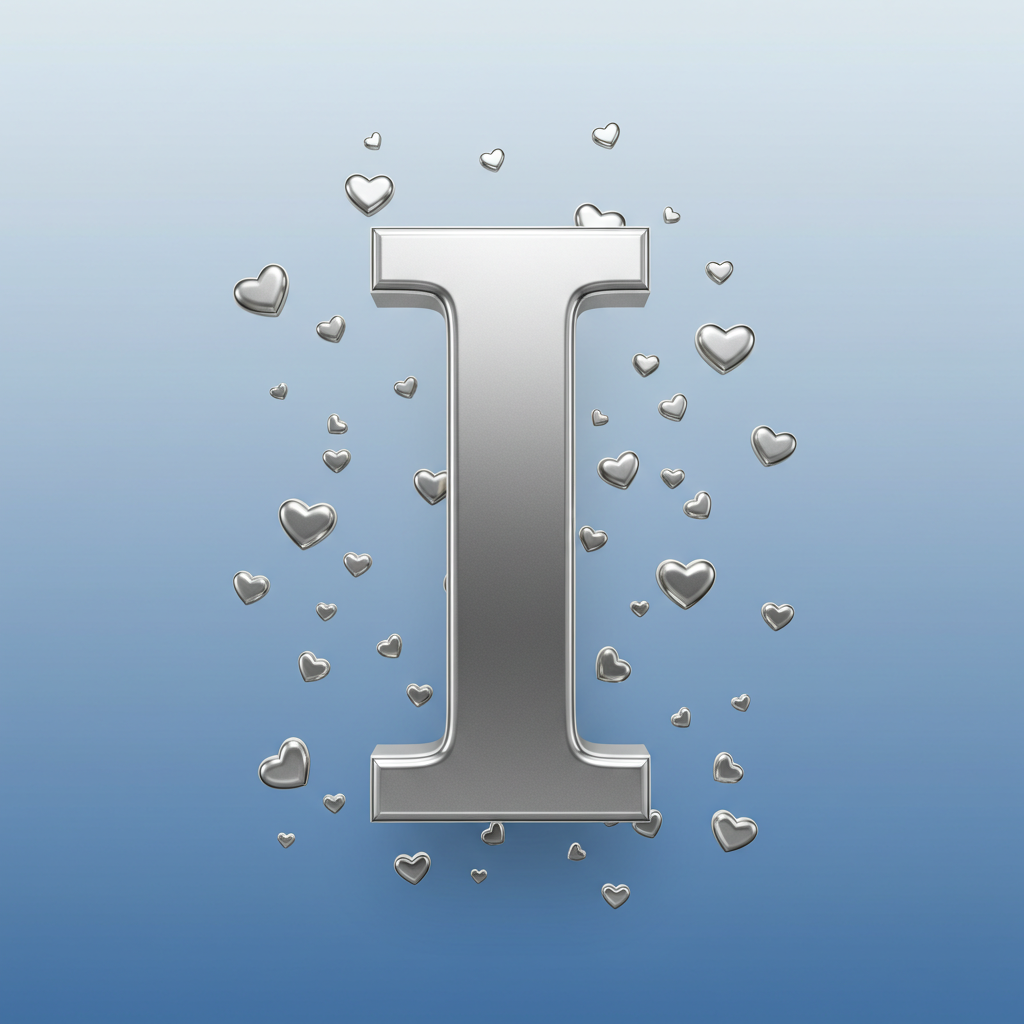 Silver hearts — letter I