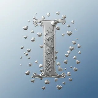Silver hearts — letter I (variant 2)