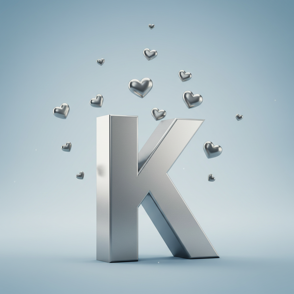 Silver hearts — letter K