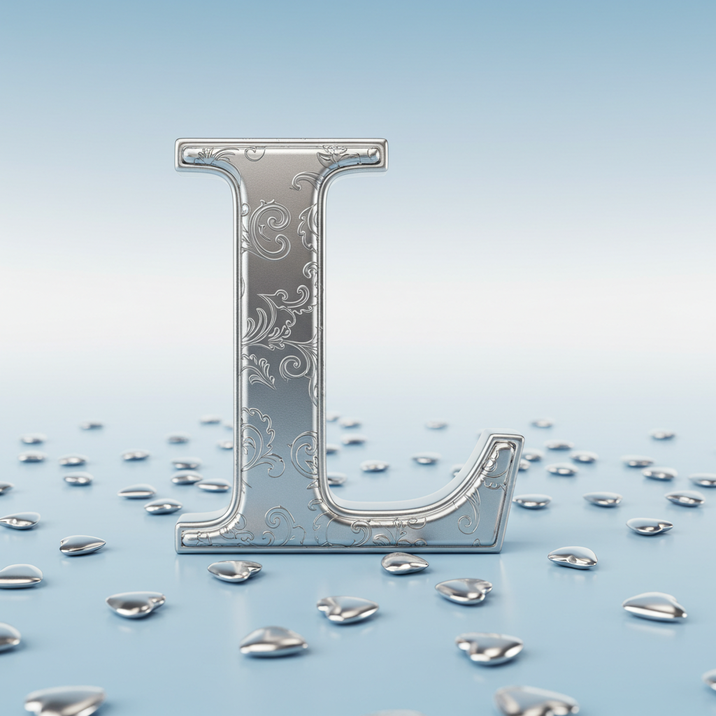 Silver hearts — letter L (variant 2)