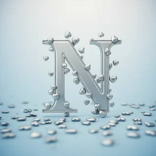 Silver hearts — letter N