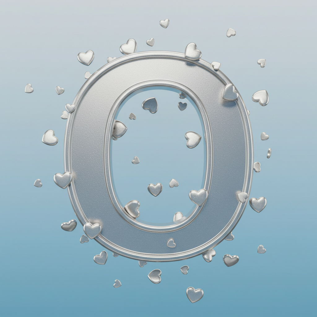 Silver hearts — letter O (variant 2)