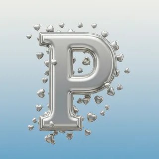 Silver hearts — letter P