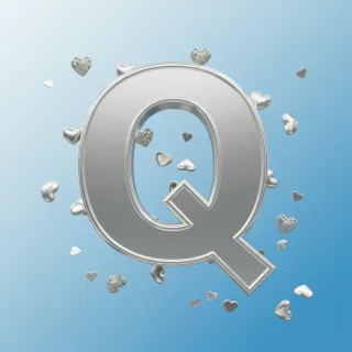 Silver hearts — letter Q