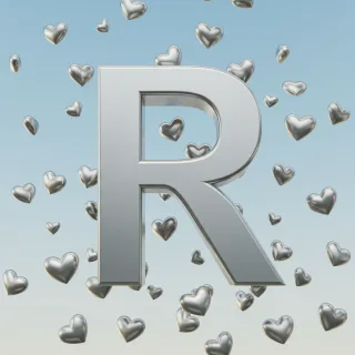Silver hearts — letter R (variant 2)