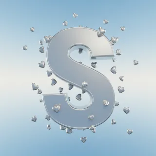 Silver hearts — letter S
