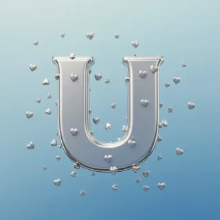Silver hearts — letter U