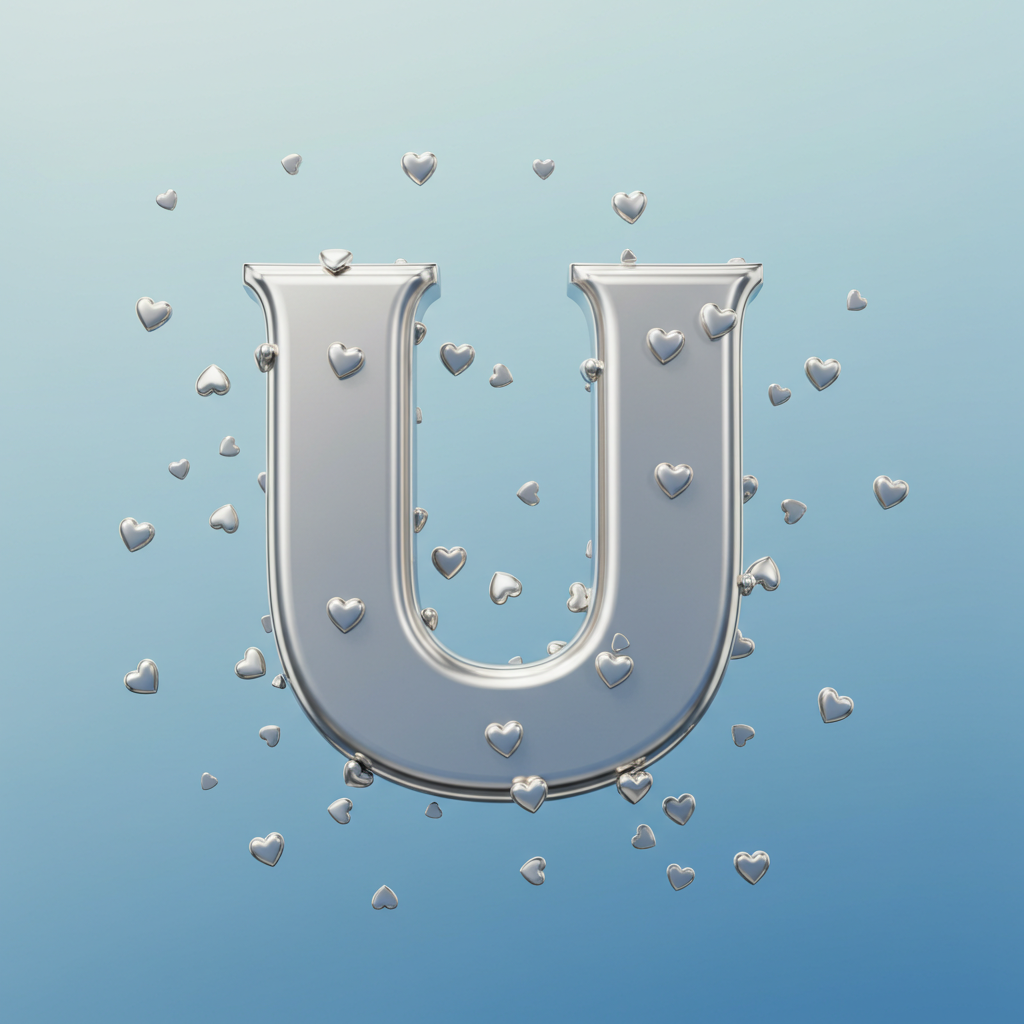 Silver hearts — letter U