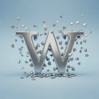 Silver hearts — letter W (variant 2)