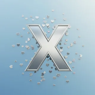 Silver hearts — letter X