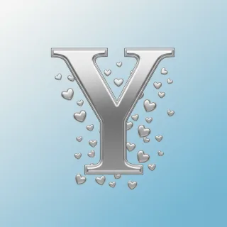 Silver hearts — letter Y