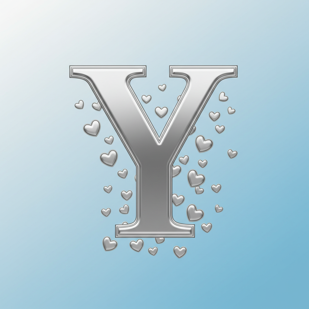 Silver hearts — letter Y