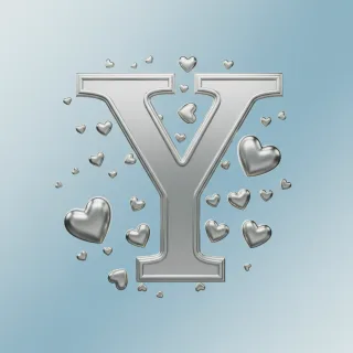 Silver hearts — letter Y (variant 2)