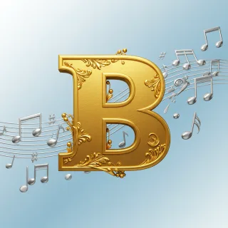 Silver music notes 2 — letter B