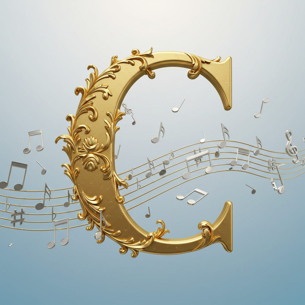 Silver music notes 2 — letter C