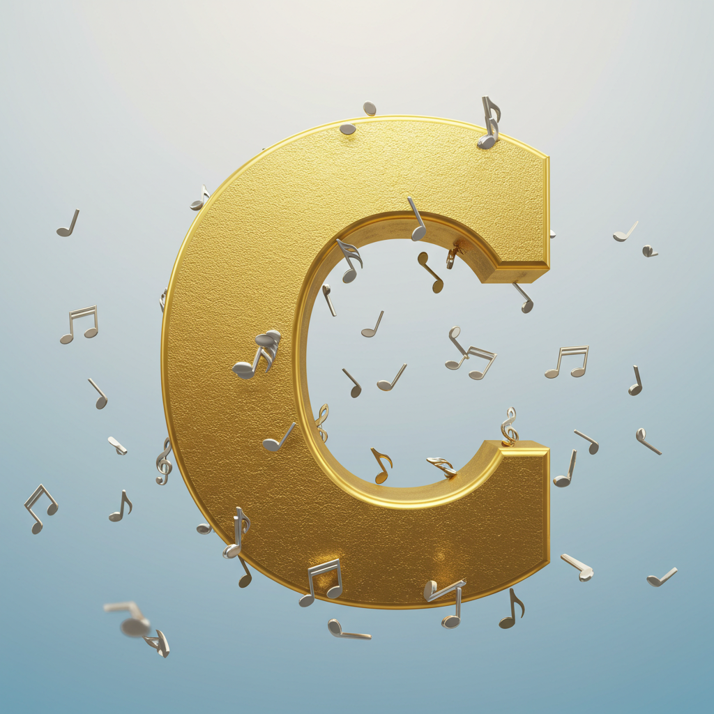 Silver music notes 2 — letter C (variant 2)