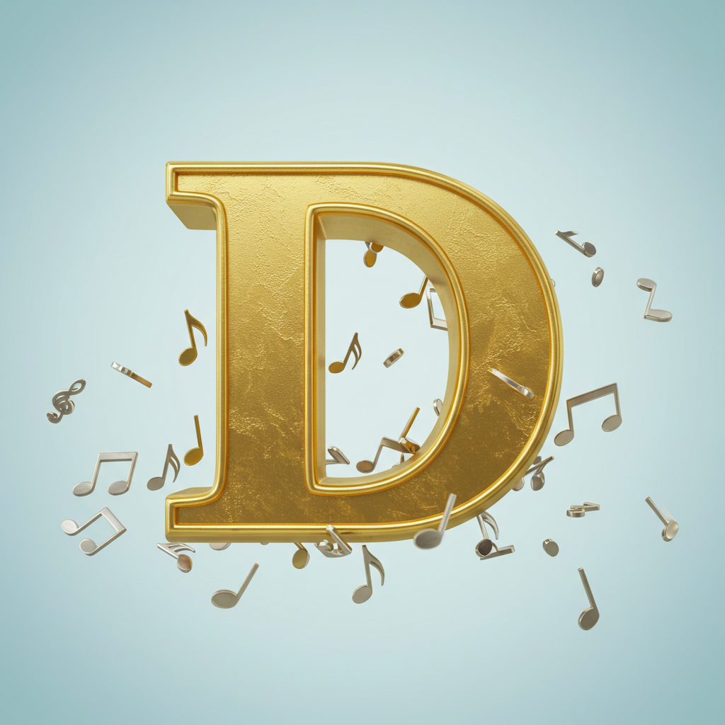 Silver music notes 2 — letter D