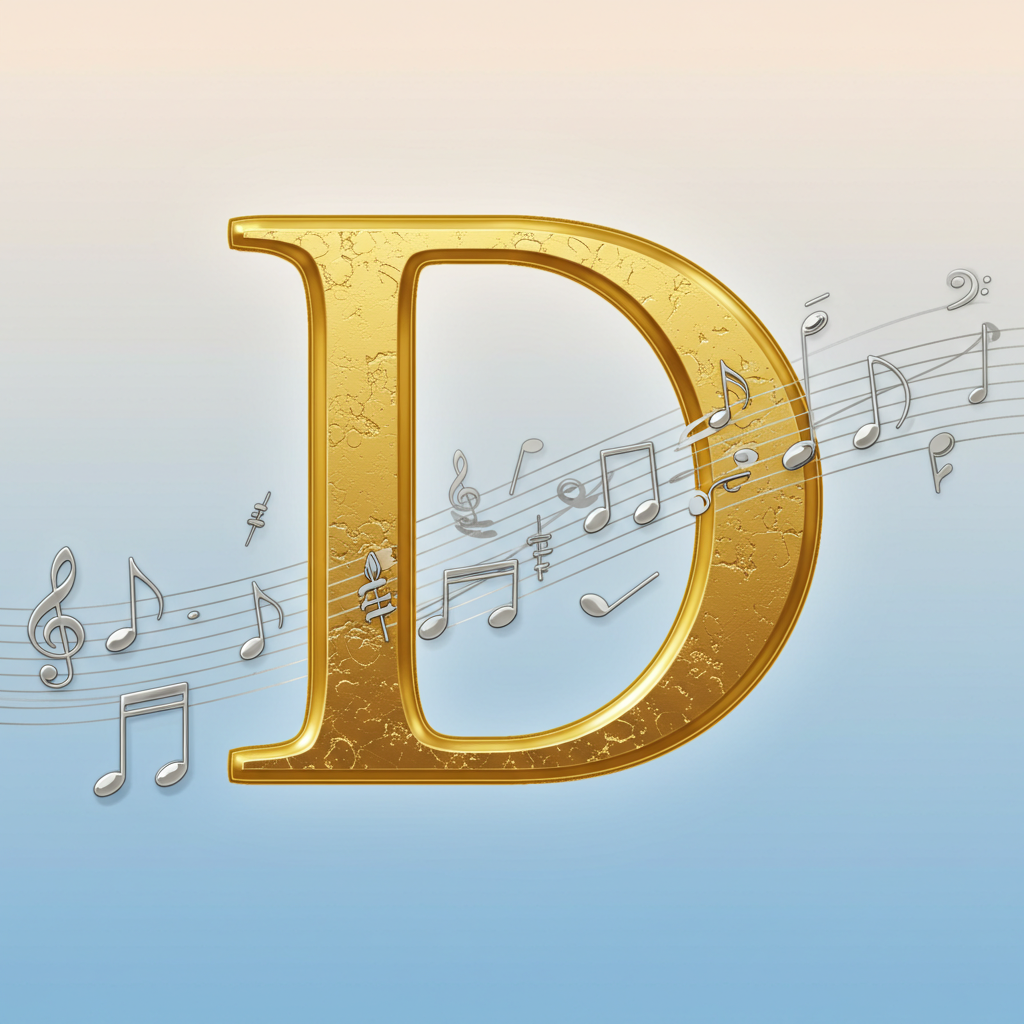 Silver music notes 2 — letter D (variant 2)