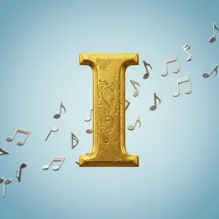 Silver music notes 2 — letter I (variant 2)
