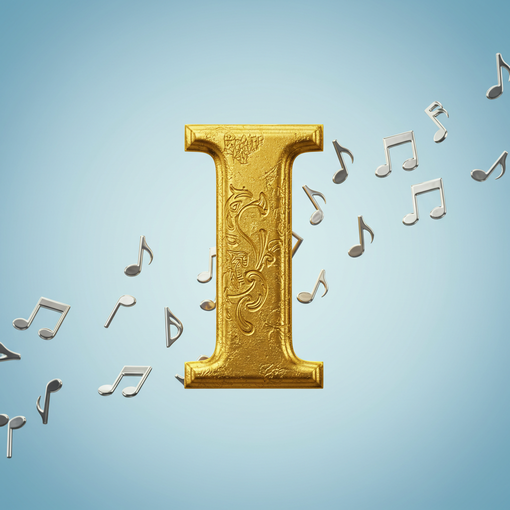 Silver music notes 2 — letter I (variant 2)