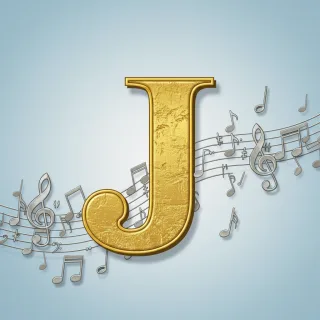 Silver music notes 2 — letter J (variant 2)