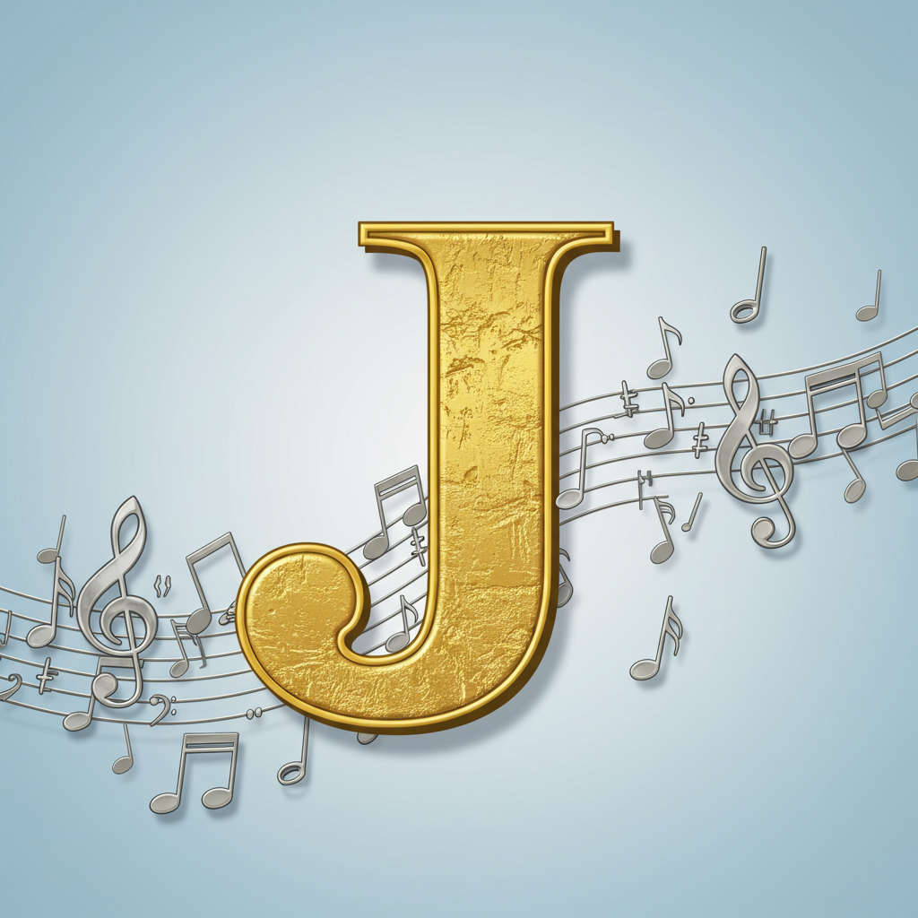 Silver music notes 2 — letter J (variant 2)