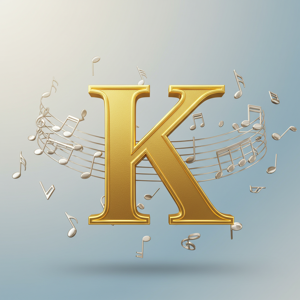 Silver music notes 2 — letter K (variant 2)