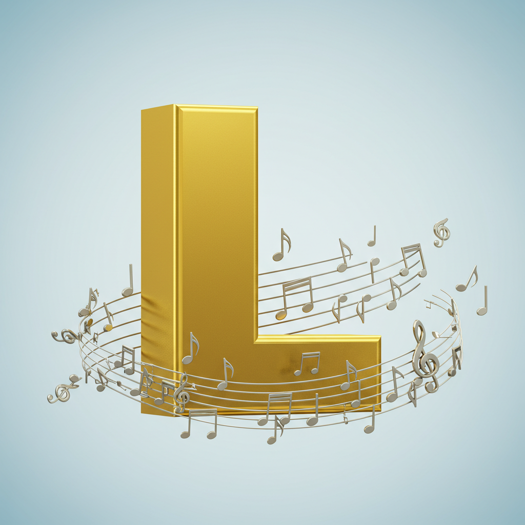 Silver music notes 2 — letter L (variant 2)