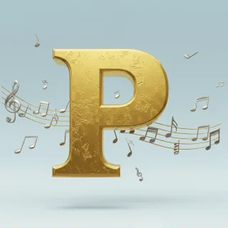 Silver music notes 2 — letter P (variant 2)