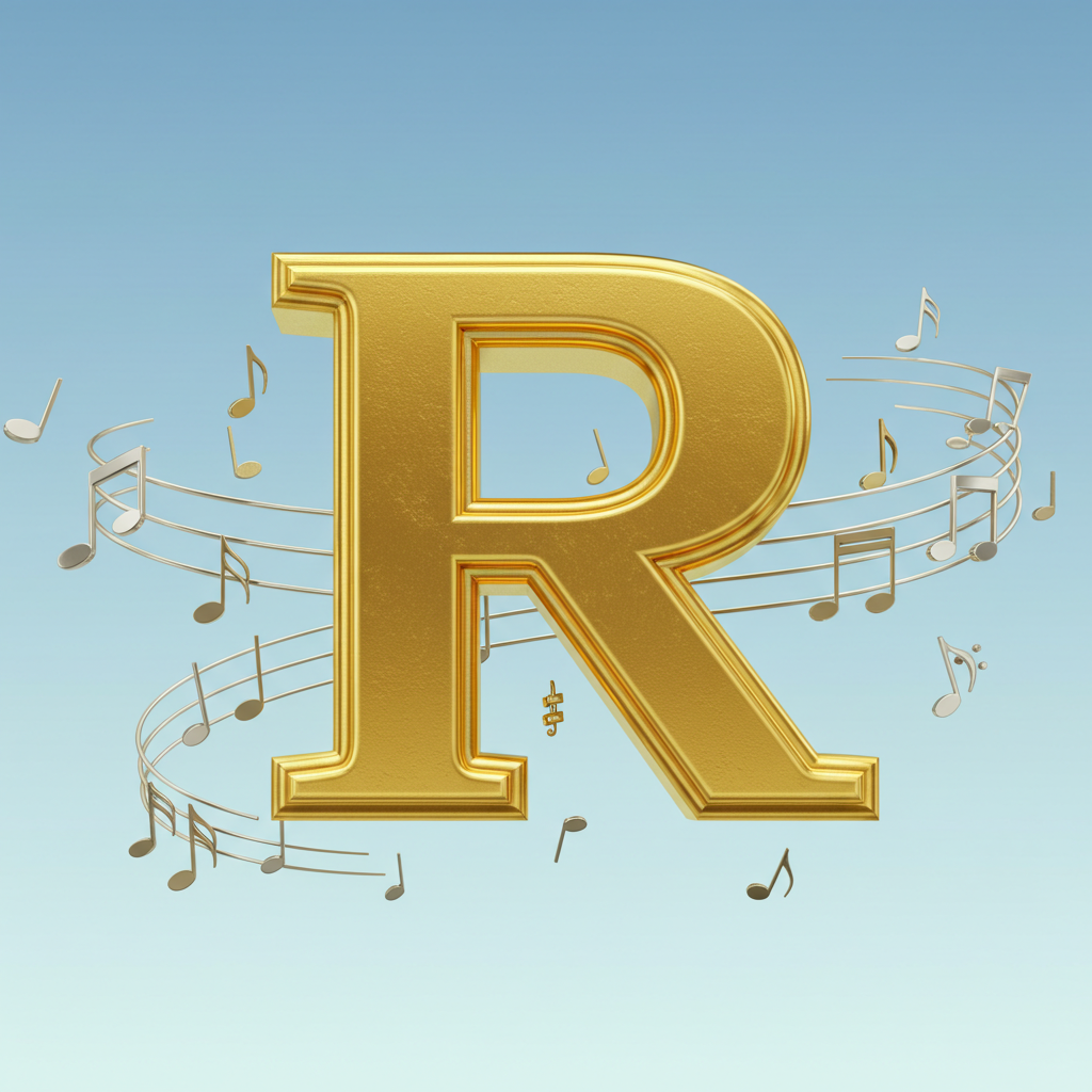Silver music notes 2 — letter R