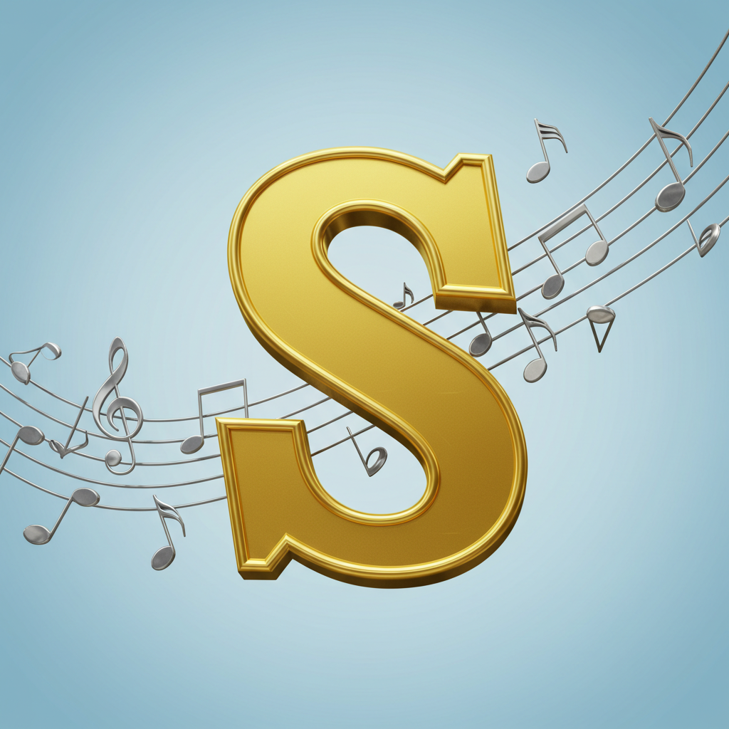 Silver music notes 2 — letter S (variant 2)