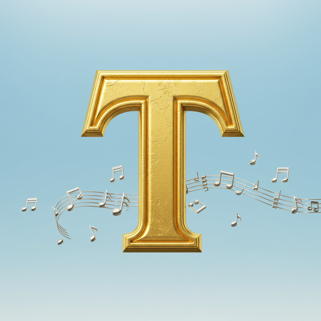 Silver music notes 2 — letter T