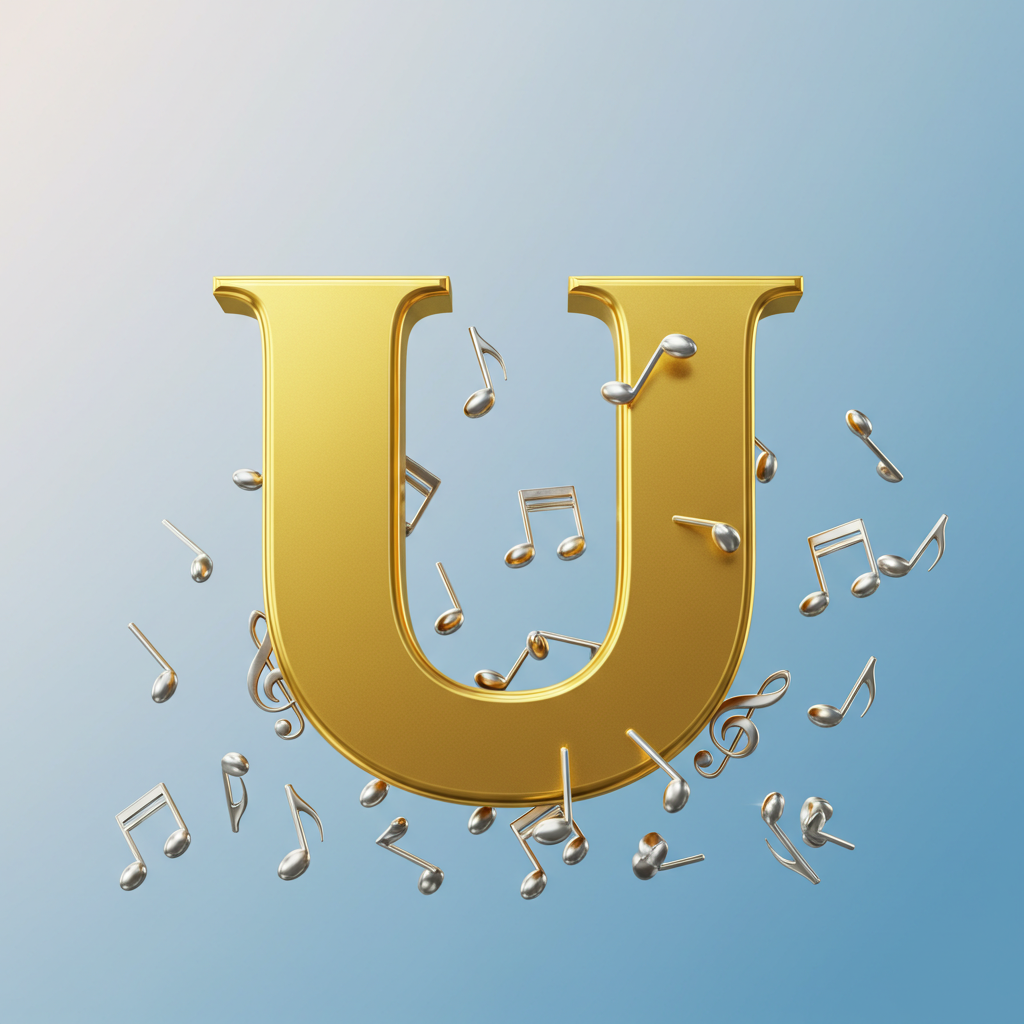 Silver music notes 2 — letter U