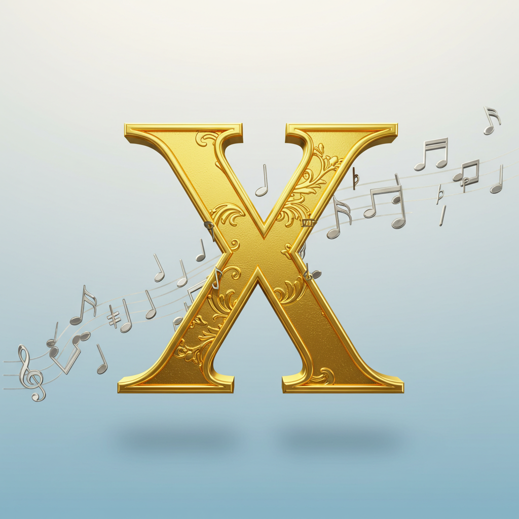 Silver music notes 2 — letter X