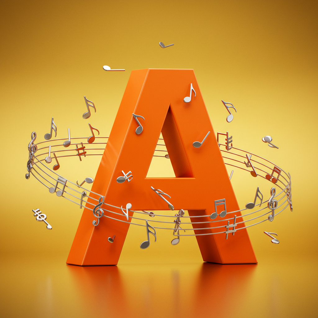 Silver music notes — letter A (variant 2)