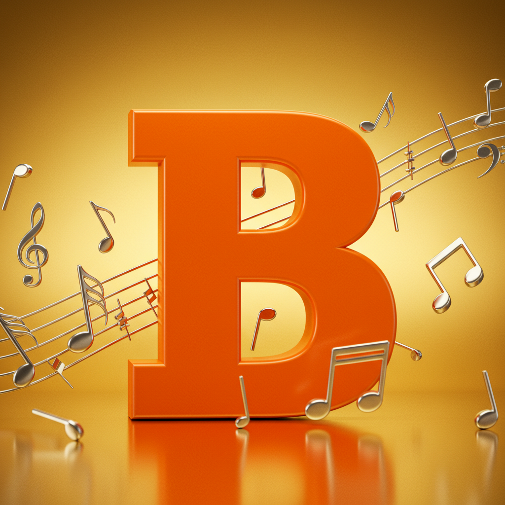 Silver music notes — letter B (variant 2)