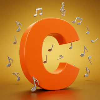 Silver music notes — letter C