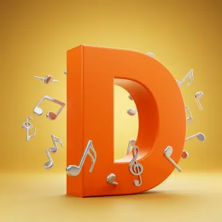 Silver music notes — letter D
