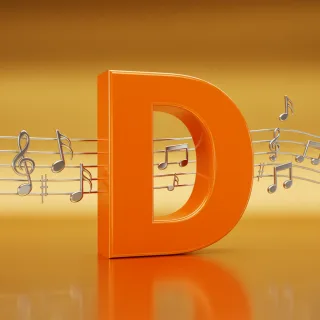 Silver music notes — letter D (variant 2)
