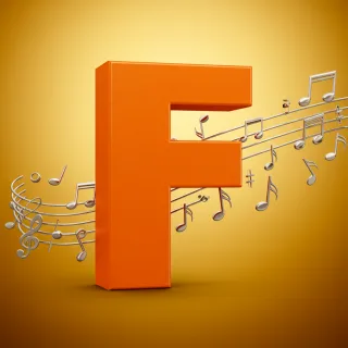 Silver music notes — letter F