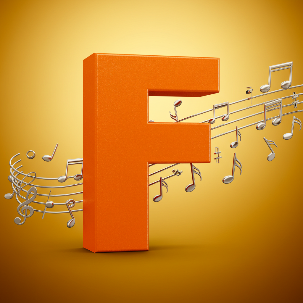 Silver music notes — letter F